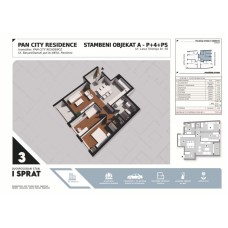 Stan broj 3, Dvoiposoban od 72,89m2.